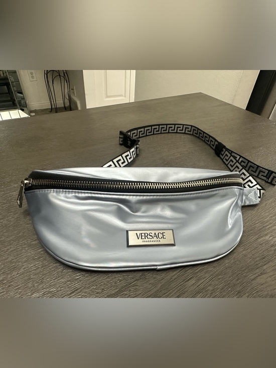 Versace Handbags - Versace Fragrances Silver Metallic Belt Bag Greek Key Strap